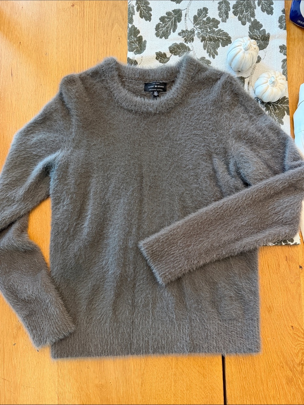 Lucky Brand Fuzzy Crewneck Sweater in Charcoal